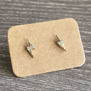 Tiny Lightning Bolt Stud Earrings Gold
